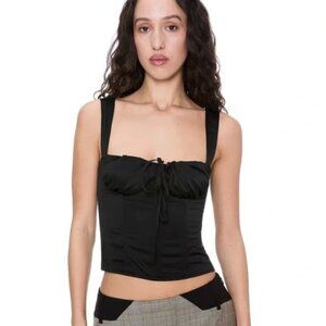 Miaou Agnes Satin Bustier Corset Cami Camisole Crop Blouse Top Black Small Silk